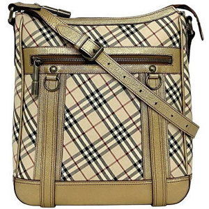 Burberry Shoulder Bag Beige Nova Check Leather Zipper